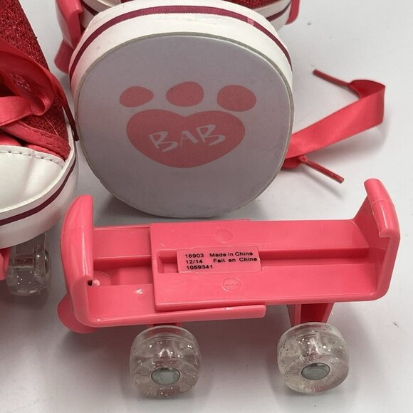 Build a Bear BAB Lot Pink Sparkle Glitter High Top Sneakers Shoes Roller Skates - Picture 4 of 15